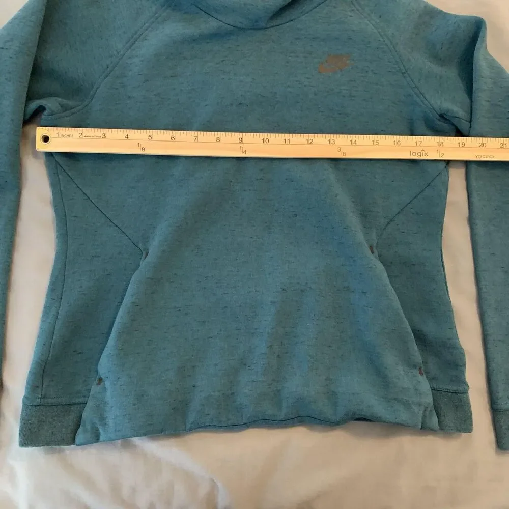 Nike Hoodie Womens Medium Blue Funnel Neck Thumbhole Running Pullover Sweatshirt